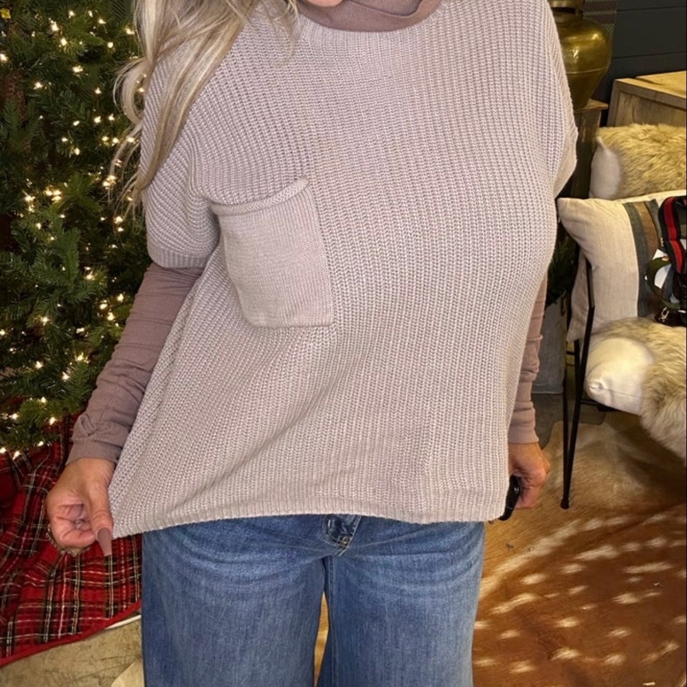 She + Sky Taupe Knit Sweater Vest NWT